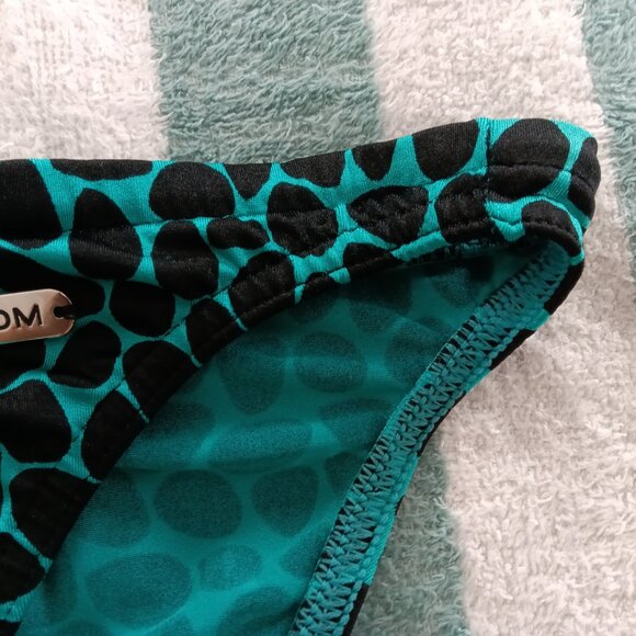 NWOT RARE VINTAGE HOM SWIM BRIEF 1" SIDES, TEAL / BLACK SPOTTED, SIZE 34" ("L") - Picture 3 of 8